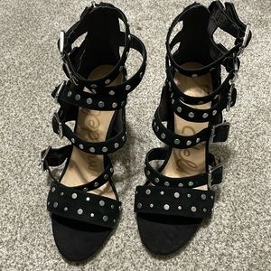 Sam Edelman Black Suede Block Heel Sandle